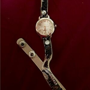 Brown and Gold Women's Snake Wrap Watch with Rhinestones